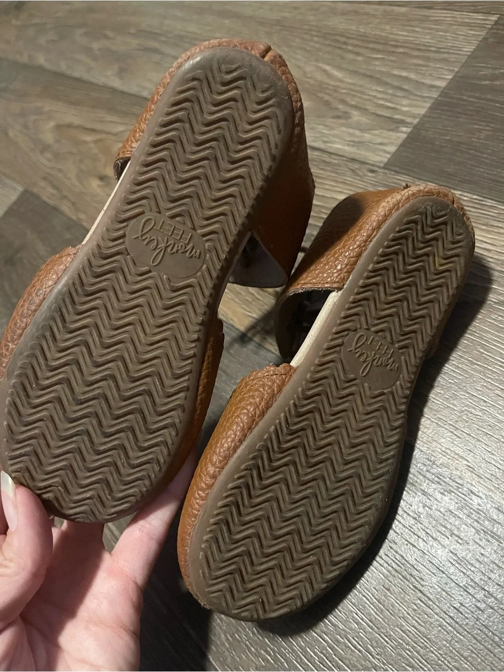Kids Brown Leather Lace-Up Monkey Feet Sandals